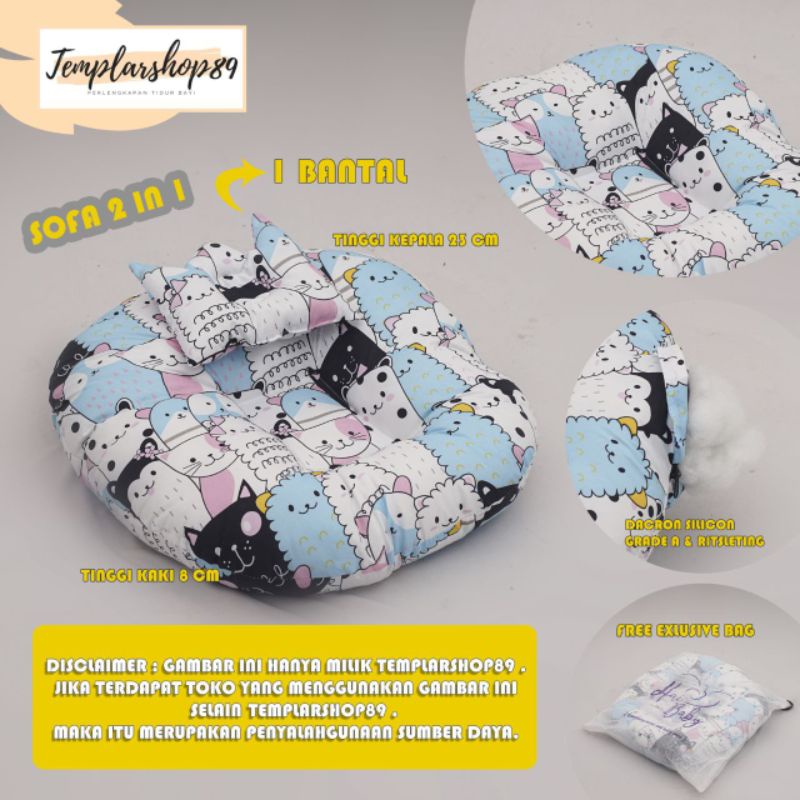 Sofa bayi / baby launger  FREE bantal mahkota bayi dan tas mika.-Tsum2 putih