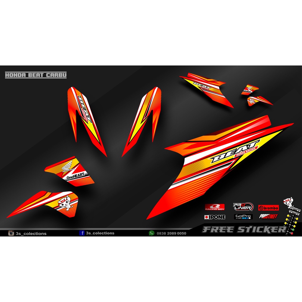 Striping Beat Karbu 2008 - 2012 Variasi Sticker Stiker Skotlet Motor