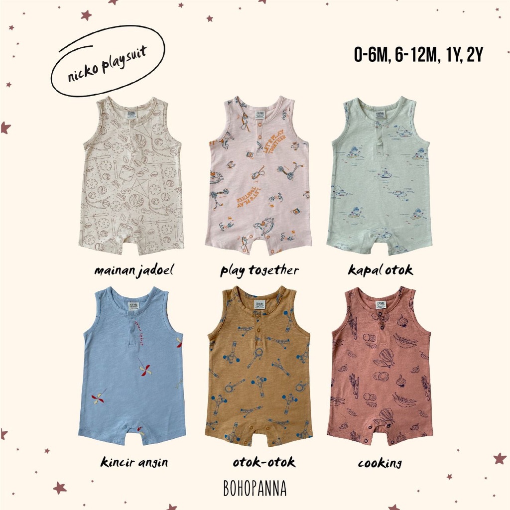 Bohopanna Andy Playsuit 0M - 2Y Sleeveless Nicko Romper Playsuit Romper Kutung Anak CBKS
