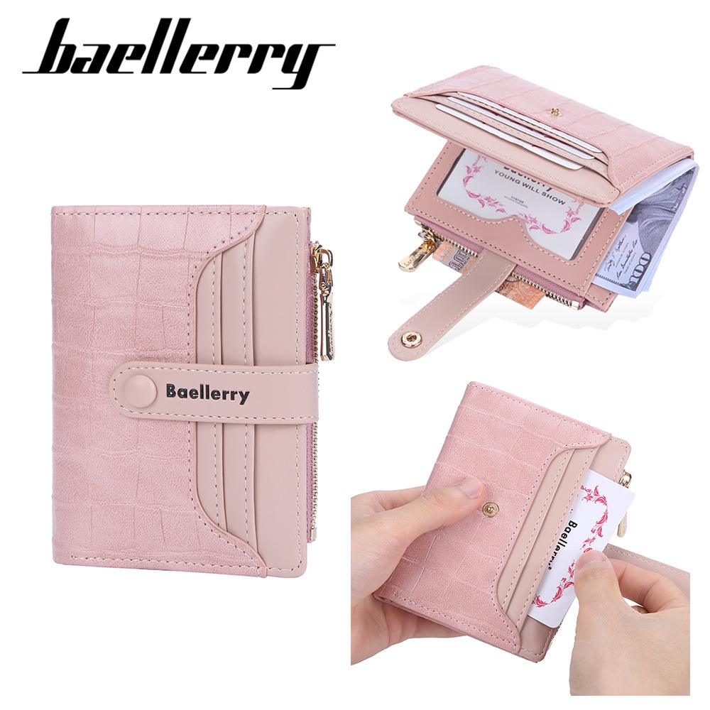 DOMPET LIPAT WANITA IMPORT KULIT CROCO BAELLERRY ORIGINAL YEMENI KECIL MINI KARTU PENDEK UANG RESLETING KOIN SIMPLE REMAJA KEKINIAN MURAH CEWEK BRANDED BATAM