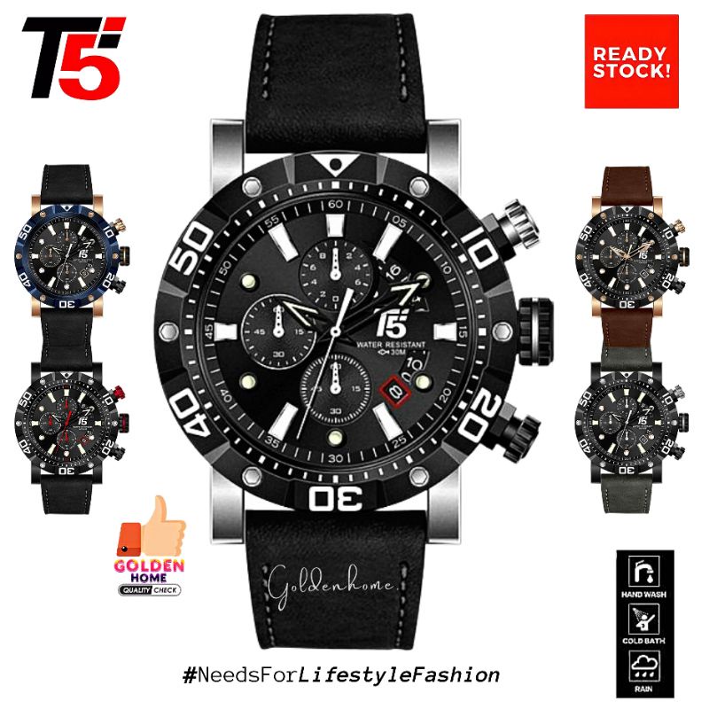 JAM PRIA T5 ORIGINAL 100% H3855 3855 H3855G CHRONOGRAPH FREE GIFT/HADIAH TAHAN AIR 3ATM BERGARANSI F