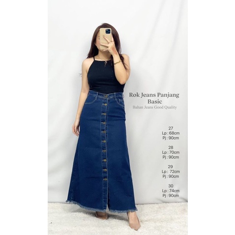 MDLV ~ ROK JEANS ROK JEANS PANJANG  BASIC PREMIUM ROK DENIM ROK KOREA FASHION IMPORT