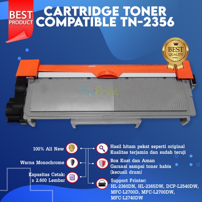 Cartridge Toner Compatible TN-2356 TN2356 Printer Brother MFC-L2740DW L2540DW L2700D L2700DW