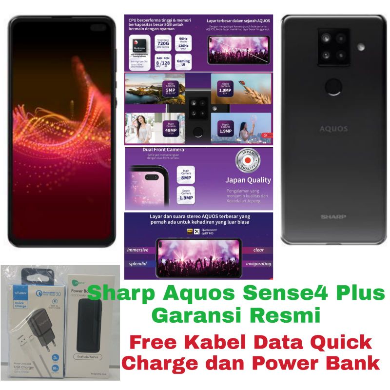 Smartphone Sharp Aquos Sense 4 Plus RAM 8/128 Garansi Resmi