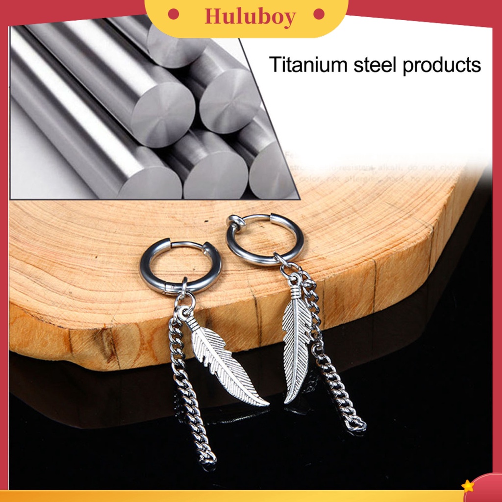 Hu Hu Hu Hu Hu Alat Bantu Pasang Kacamata♡ 1 Pc Anting Hoop Rantai Panjang Bahan Stainless Steel Untuk Pria