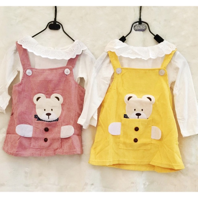 Baju Dress Bayi Anak Perempuan Cewe Import Kuning Pink
