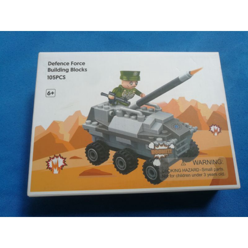 SALEMINISO 3in1 defnece force building blocks wheeled tank 105 pcs/lego tank tentara/mainan anak edu