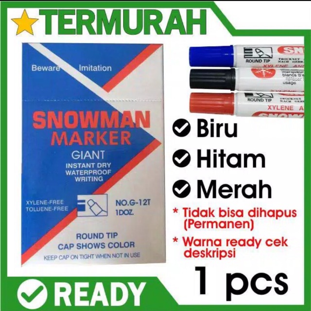 

READY!! Spidol Snowman Permanent Marker G-12