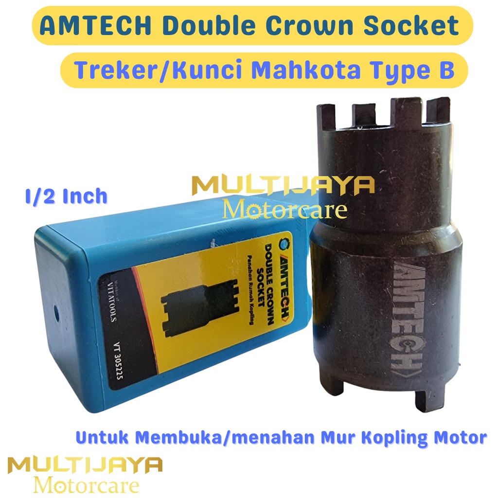 Double Crown Socket Kunci Mahkota Treker Mahkota Kunci Mur Kopling Motor 1/2 Inch Tipe A Type B