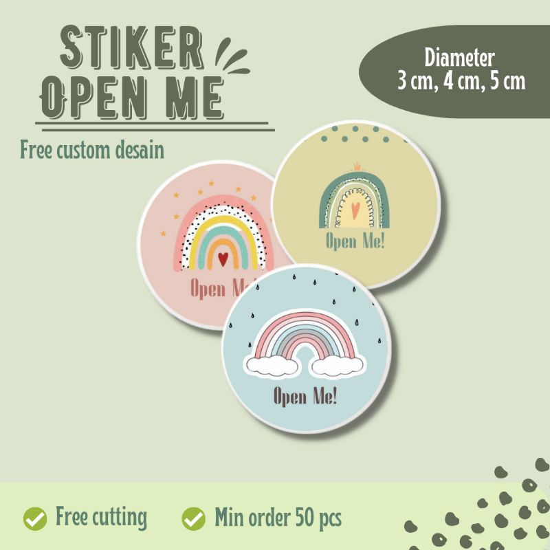 

Stiker Open Me | Stiker Olshop | Stiker bulat ECER | Stiker Hampers ecer