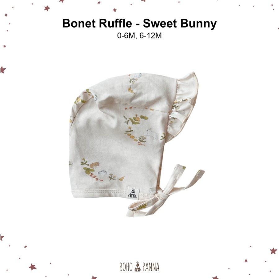 Topi Anak Bayi Perempuan Bonnet Ruffle Bohopanna-SWEET BUNNY