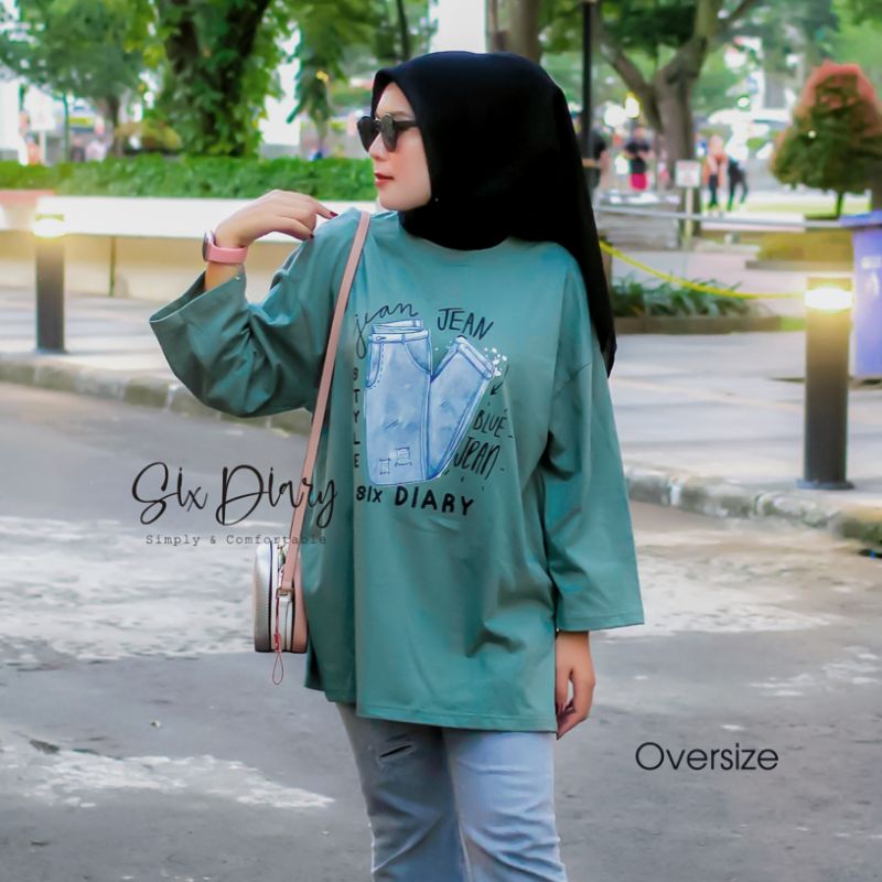 Atasan wanita oversize | fashion wanita kekinian | kaos oversize wanita original six diary | style z