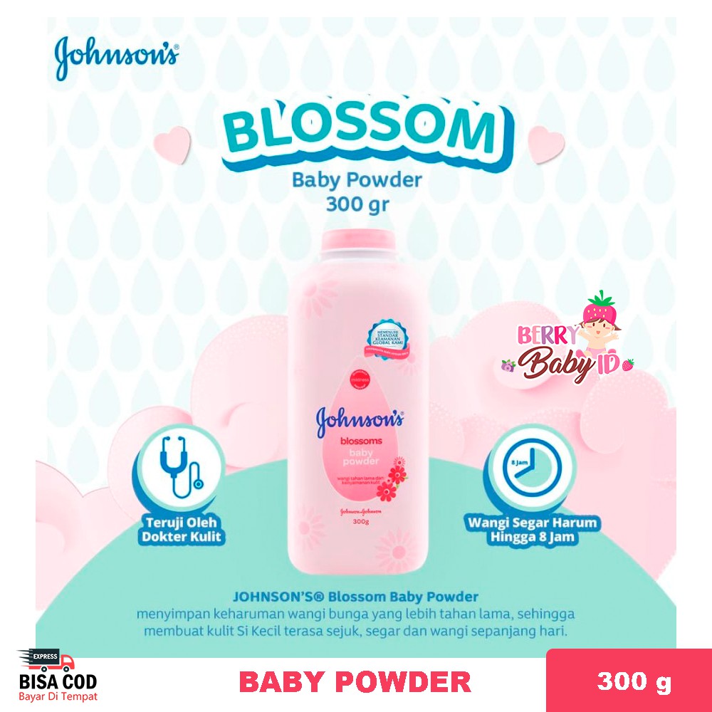 Johnson's Baby Powder Blossoms Bedak Tabur Bayi Floral 300 gr Johnsons Berry Mart