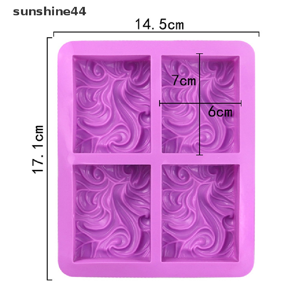 Sunshine Cetakan Silikon Bentuk Bunga Bergelombang 4 Lubang Untuk Diy Sabun / Kue / Minyak / Resin