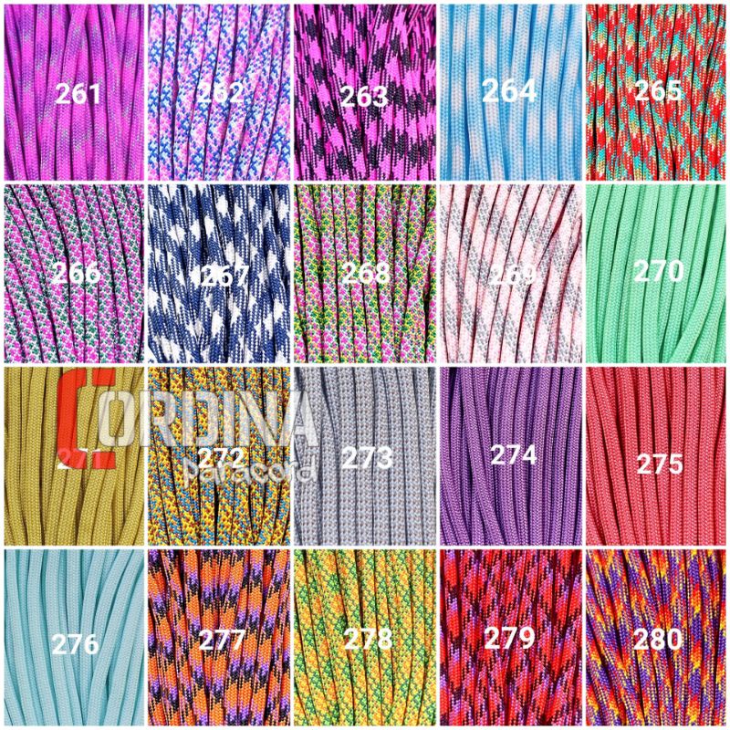 Tali Gelang Paracord Ukuran 4mm Bahan Kerajinan Tangan 7 Inner no 241 - 280 Peralatan Survival