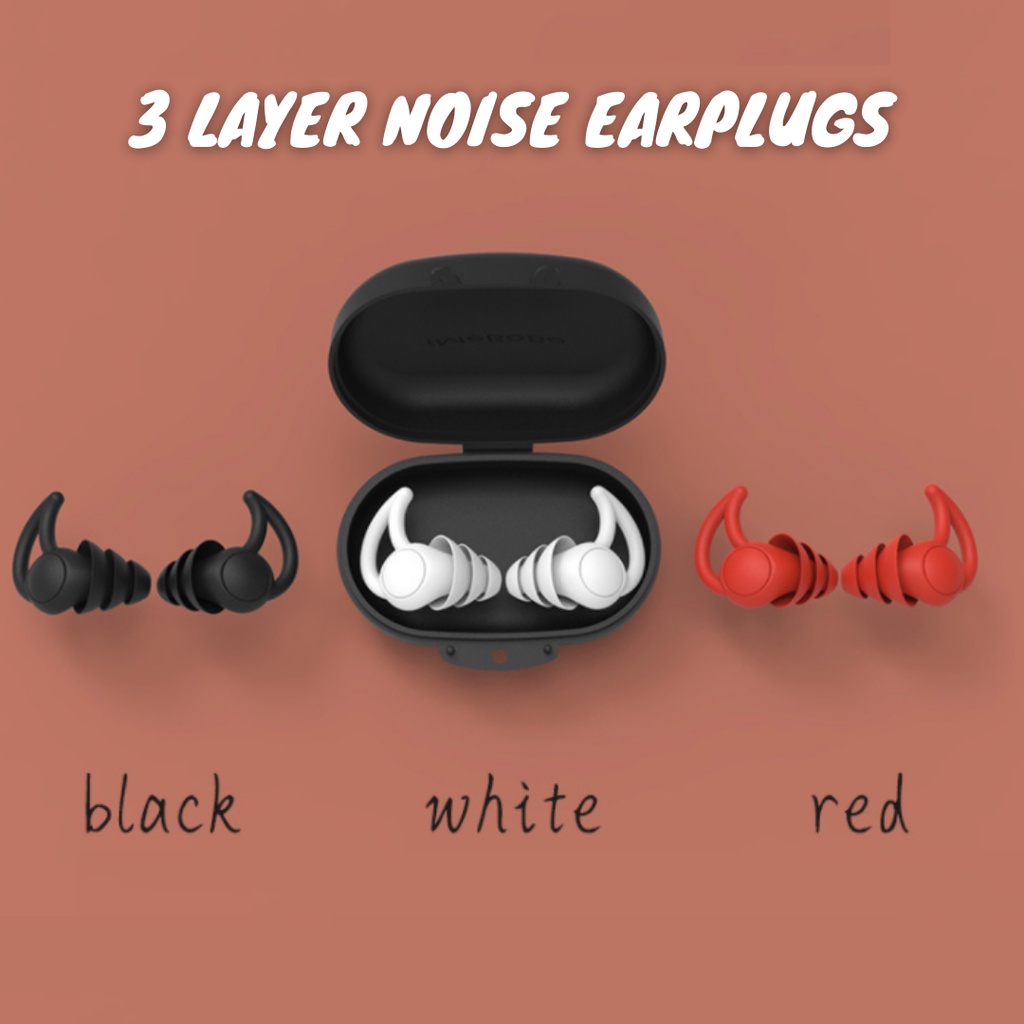 Earplugs 3 layers peredam suara nyaman buat tidur kerja belajar suara mesin dengkur suara keras