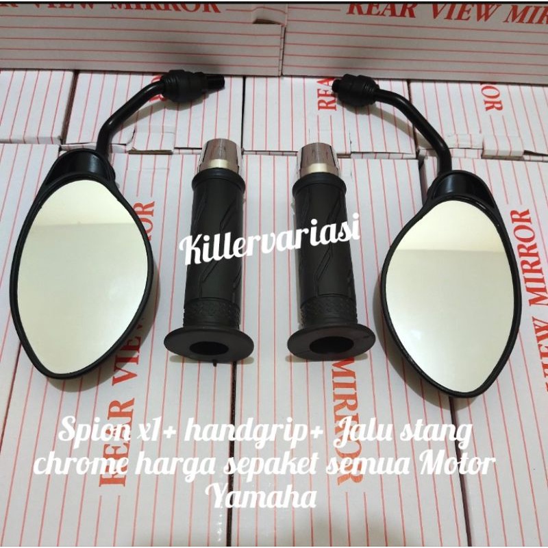 paket promo spion  x 1 125 + handgrip standar + Jalu stang chrome Mio Xeon Fino beat Vario Scoopy Nouvo Vixion Jupiter z Jupiter mx beat Scoopy Vario Supra kharisma dll