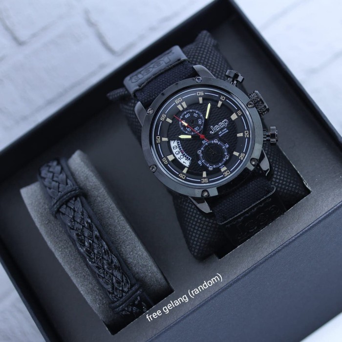 JAM TANGAN PRIA JEEP KANVAS DATE ORIGINAL CHRONO ACTIVE FREE GELANG COWOK ANALOG ADA 5 WARNA