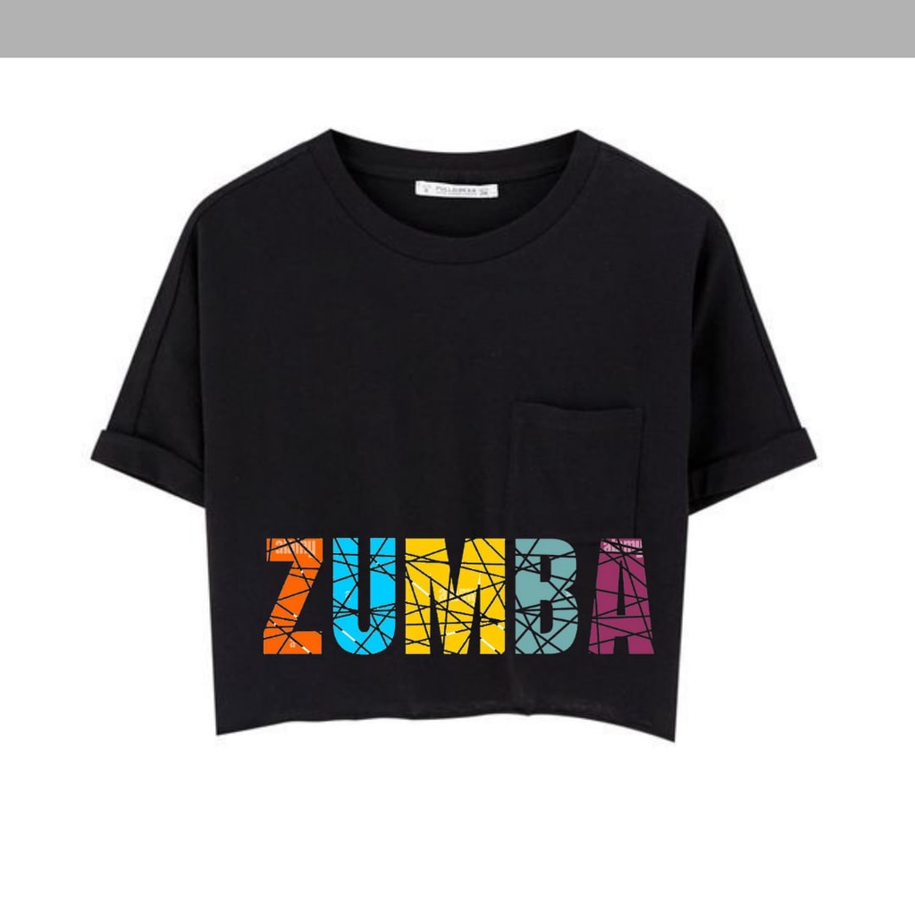 Clothing May - Crop Top Zumba Simple Kaos Distro Croptop Atasan Krop Top Wanita Cewek Viral