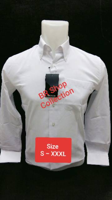 Kemeja polos slimfit putih hitam lengan panjang dan pendek jumbo big size S M L XL XXL XXXL 2XL 3XL