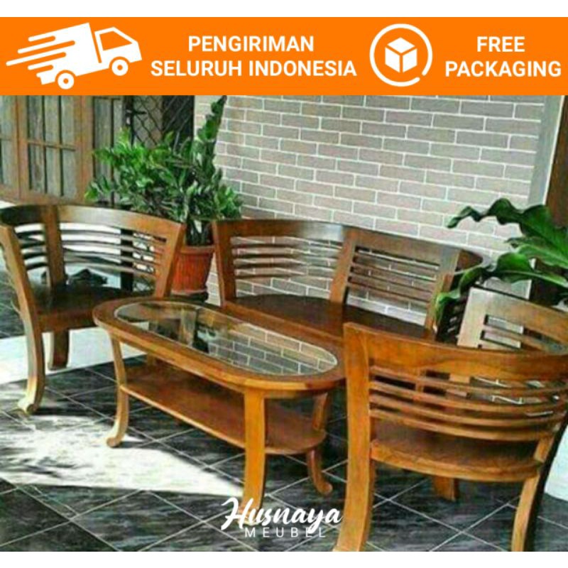 KURSI TAMU MINIMALIS CANTIK KAYU JATI SOLID WARNA NATURAL GLOSSY / KURSI TAMU KAYU JATI CANTIK / KUR