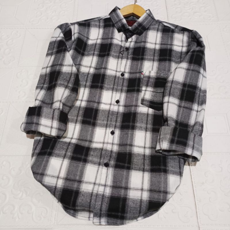 Kemeja flanel pria unisek flanel wanita panjang kotak-kotak kualitas impor bisa pilih motif-Brush like