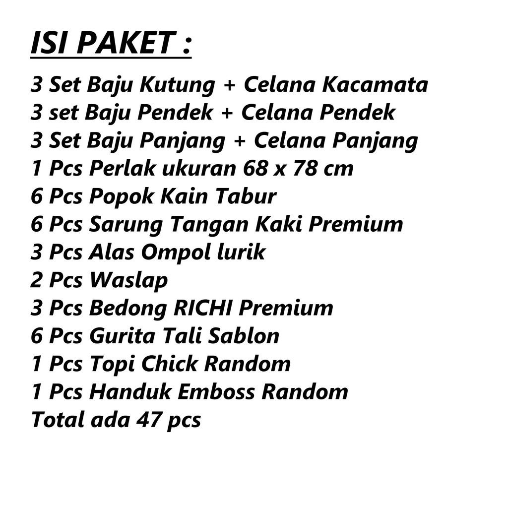 BABYSMART - Paket Hemat Perlengkapan Bayi Baru Lahir (New Born) Premium Kain DK PAKET LILY 3