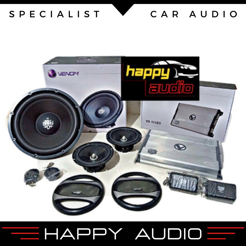 Paket Audio Mobil VENOM baby diablo FULL SET power 4ch subwoofer split ORIGINAL VENOM BERGARANSI