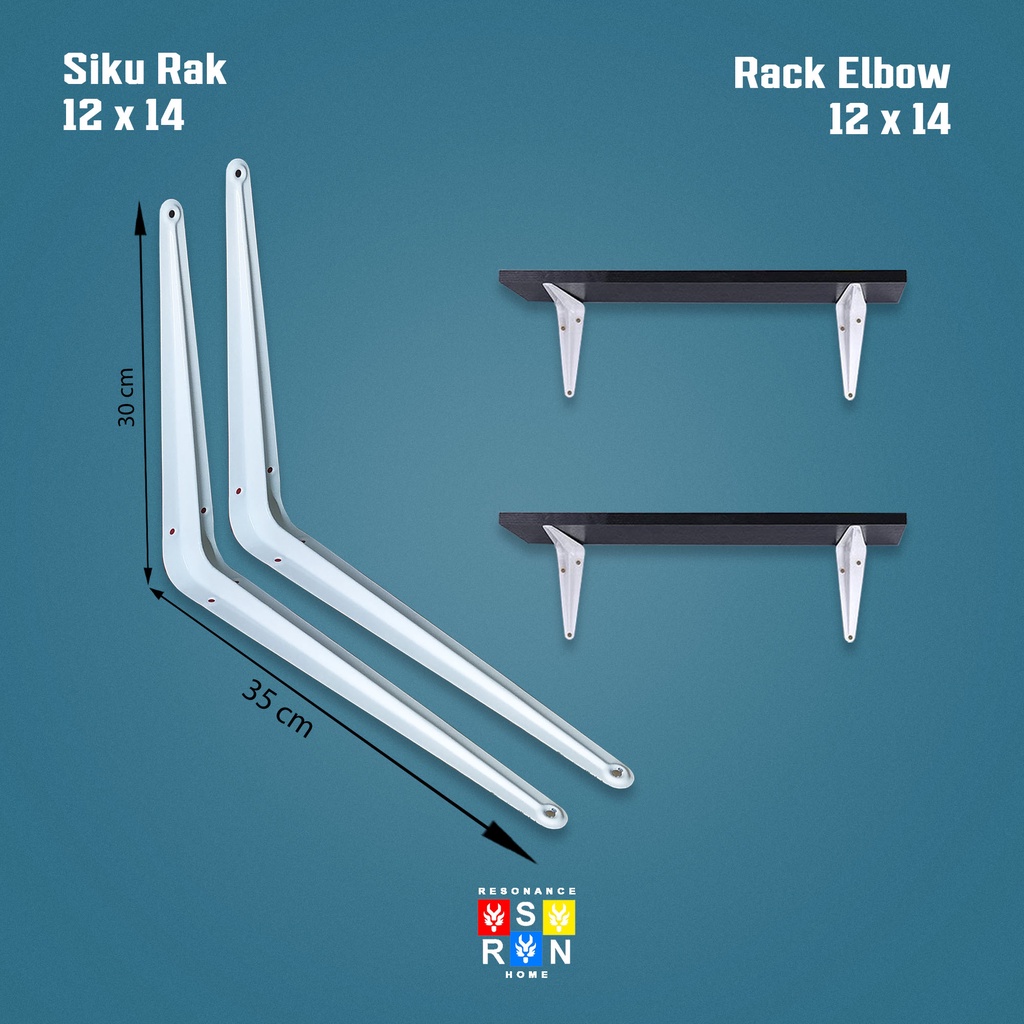 Siku Rak Besi L Putih Uk. 12x14 Inch l Shelf Bracket l Resonance Home