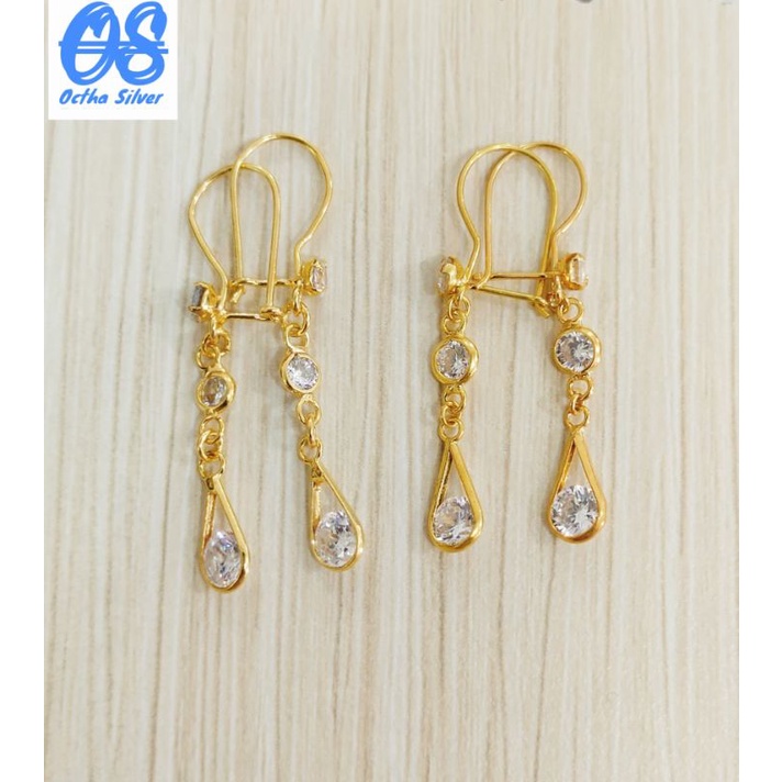 ANTING NETES MATA PERAK 925 LAPIS MAS 24K