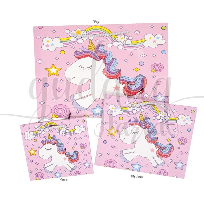 Paper Bag Pink Unicorn Tas Bungkus Kado Motif Kuda Poni GH 507110