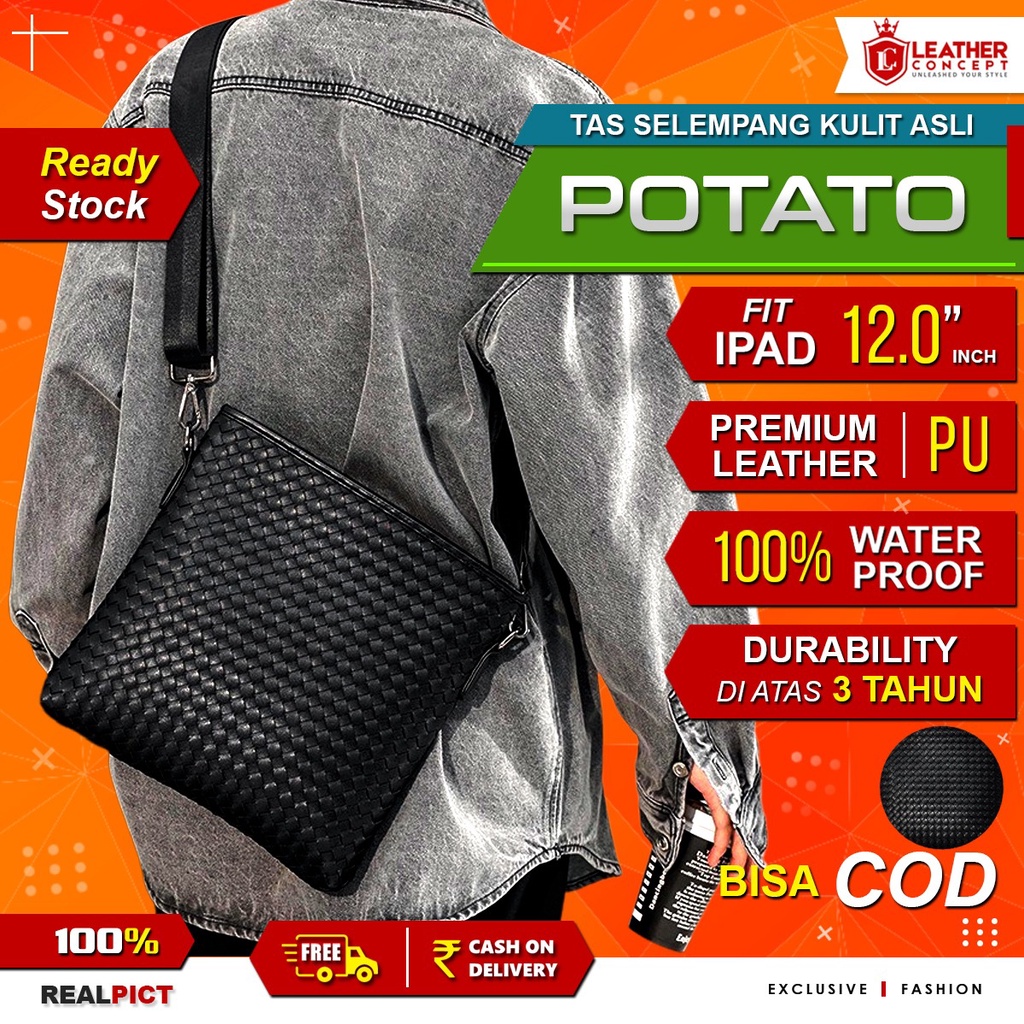 Tas Selempang Kulit Pria Tas Kulit Pria Tas Pria Anyaman POTATO