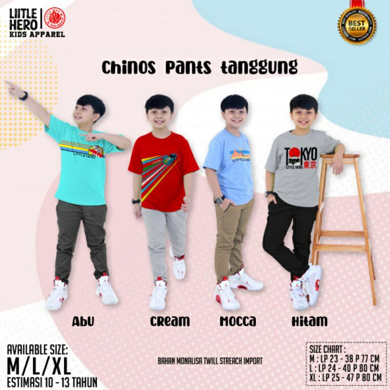 Celana Panjang Anak laki laki harian chinos murah umur 6 7 8 9 10 11 12 tahun bahan katun twill