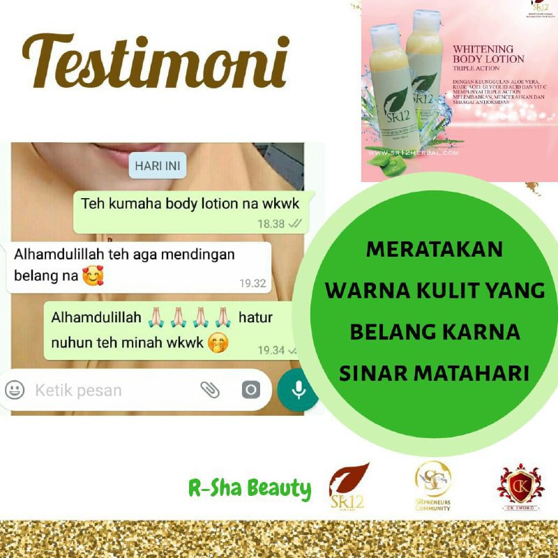 LOTION PEMUTIH KULIT CERAH LEMBUT BPOM / WHITENING BODY LOTION SR12 / LOTION PENCERAH AMAN &amp; ALAMI