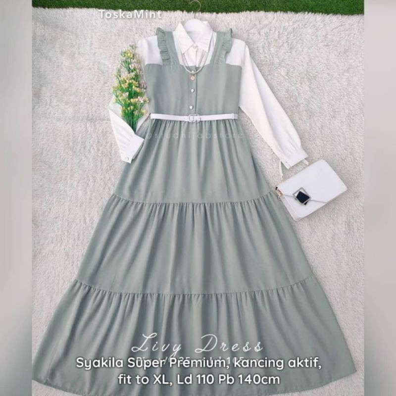 LIVY DRESS / Gamis remaja dewasa kekinian korean style / BUSUI FRIENDL-tosca mint