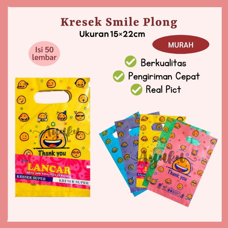 [Termurah] Kresek Olshop Plong Murah/kresek motif/ kantong plastik packing/ hd smile emoticon