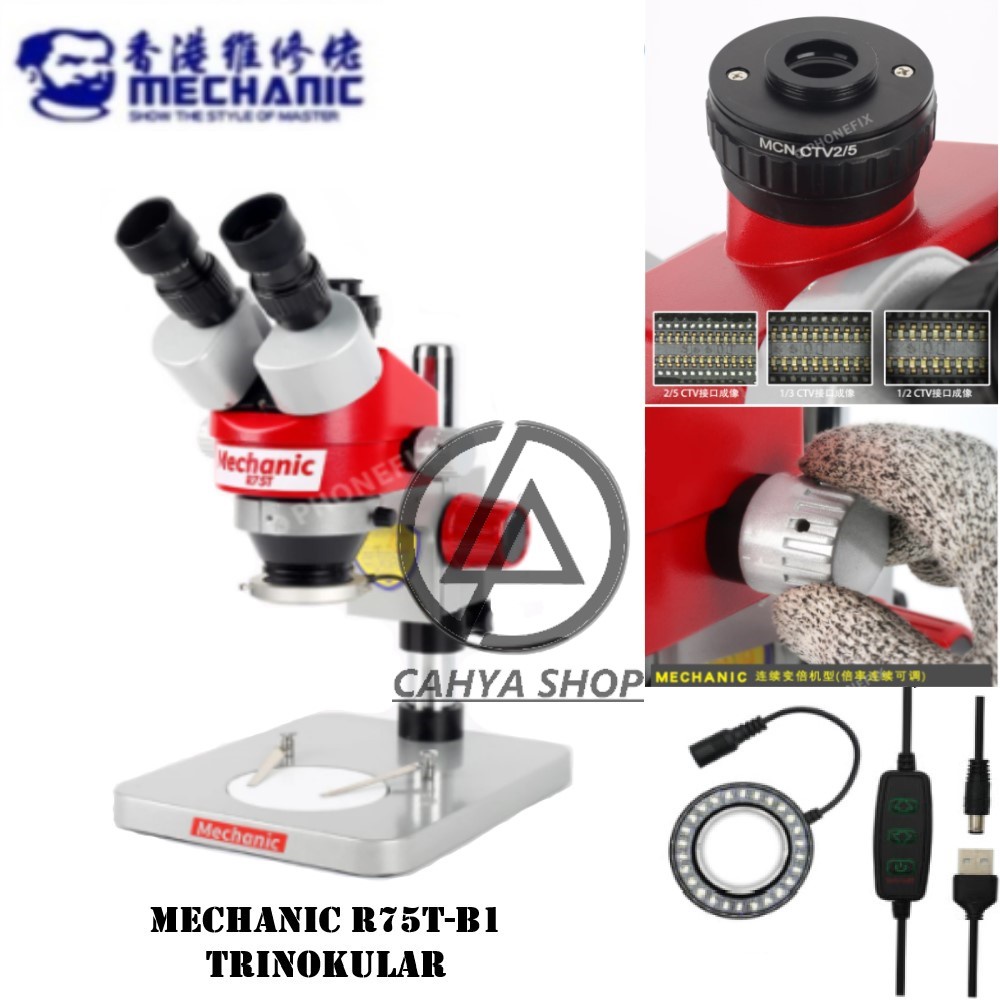 MICROSCOPE TRINOKULAR MECHANIC R75T-B1 PLUS LED ORIGINAL