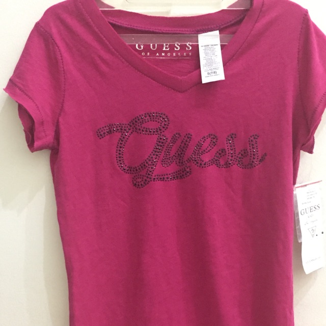 pink guess shirt