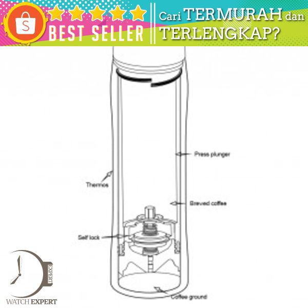 Self-Lock Botol Minum Kopi Portable French Press Coffee Maker 350ml - B46 - Black