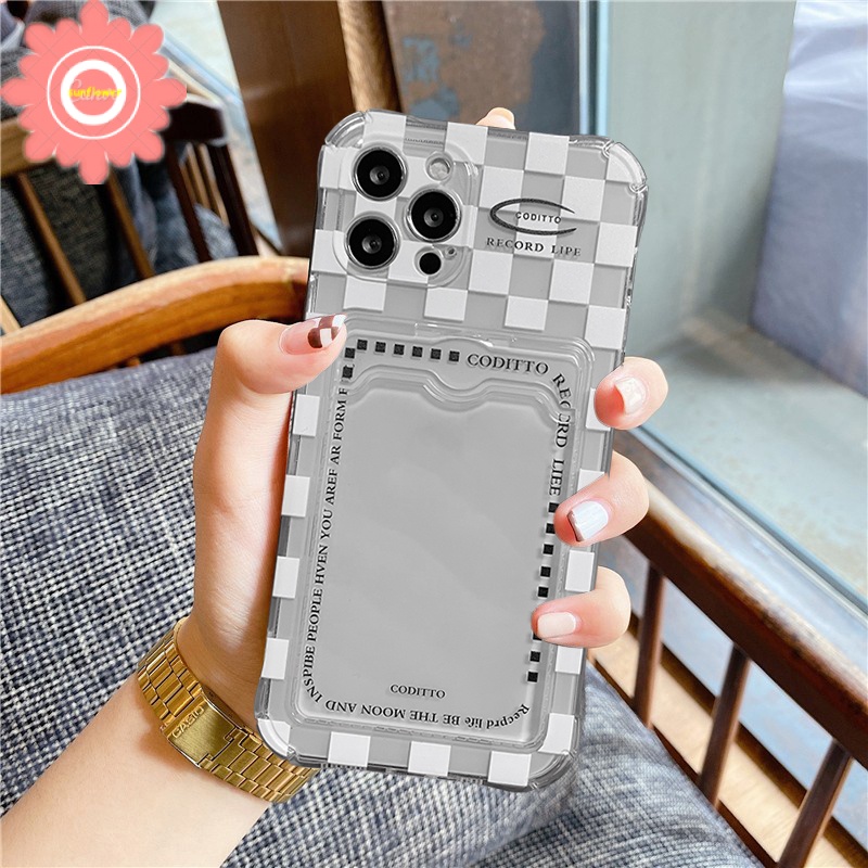 Casing Soft Case Tpu Motif Kotak-Kotak Untuk Iphone 11 / 12 / 7 / 8 + / Xr / 12 / 6 + / X / Xs / 13 Pro Max