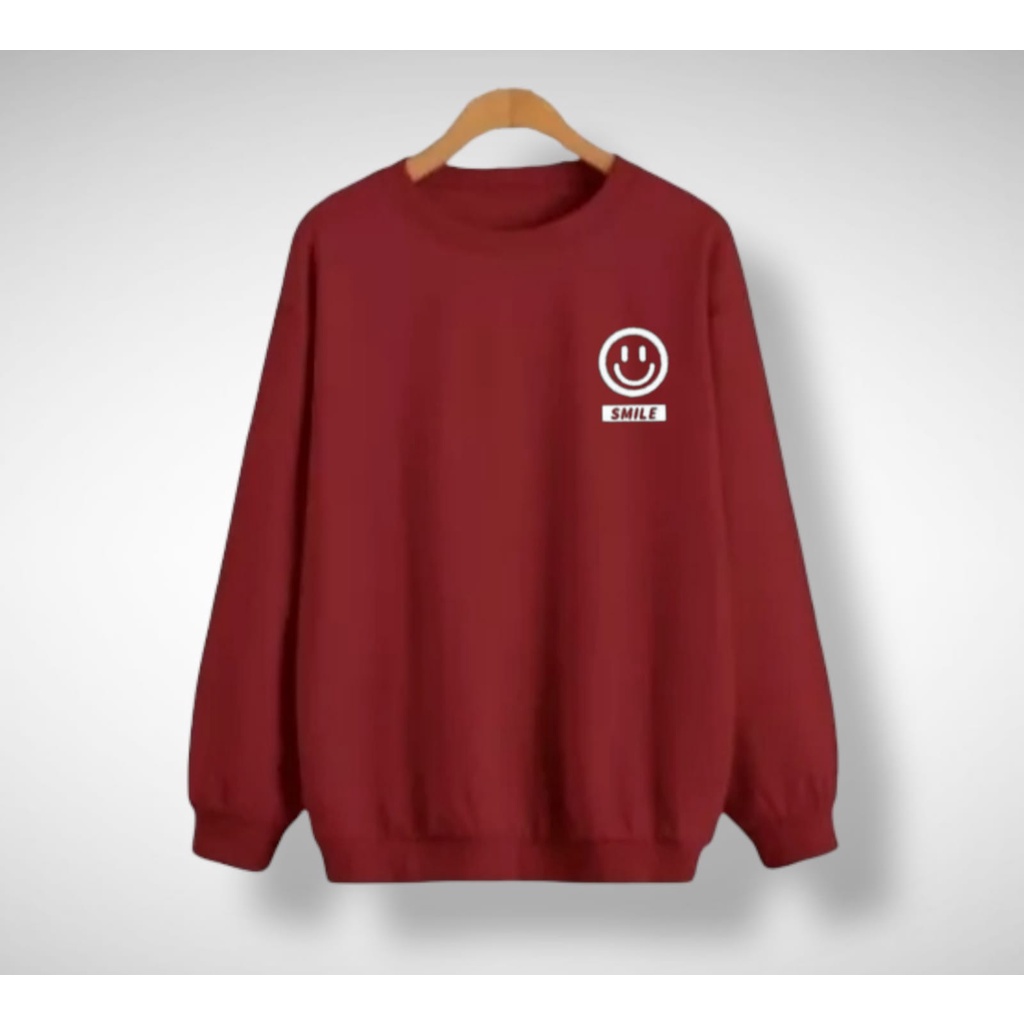 CREWNECK BASIC LOGO SMILE JUMBO/OVERSIZE PRIA - WANITA