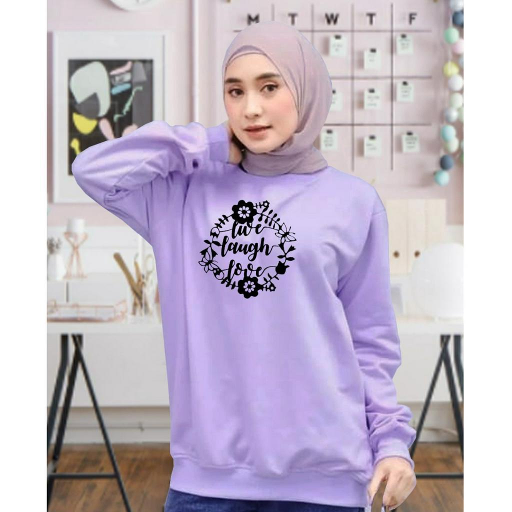 Kaos Lengan Panjang BUNGA LAUGH / Kaos Sweatshirt / Atasan Wanita / Atasan Wanita Lengan Panjang