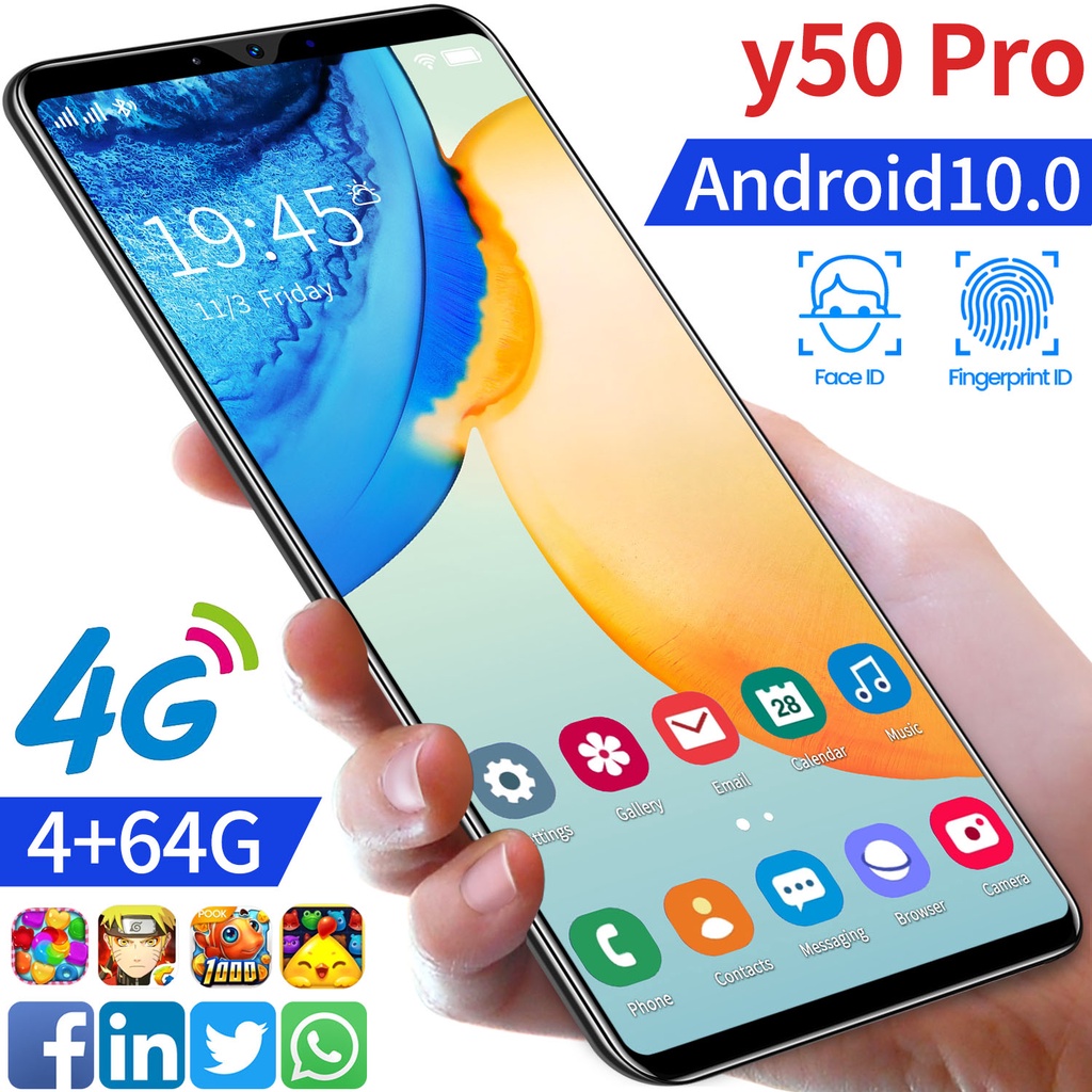 Original hp murah Y50 Pro 5.8 inci 4+64GB SmartPhone Android handphone 24MP Camera Gratis ongkir