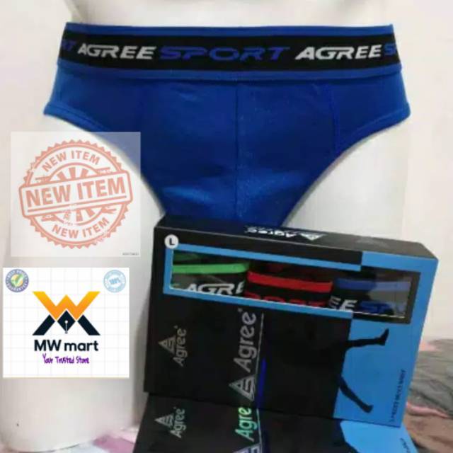 Celana Dalam Pria Agree Sport Biru Harga 3 pcs