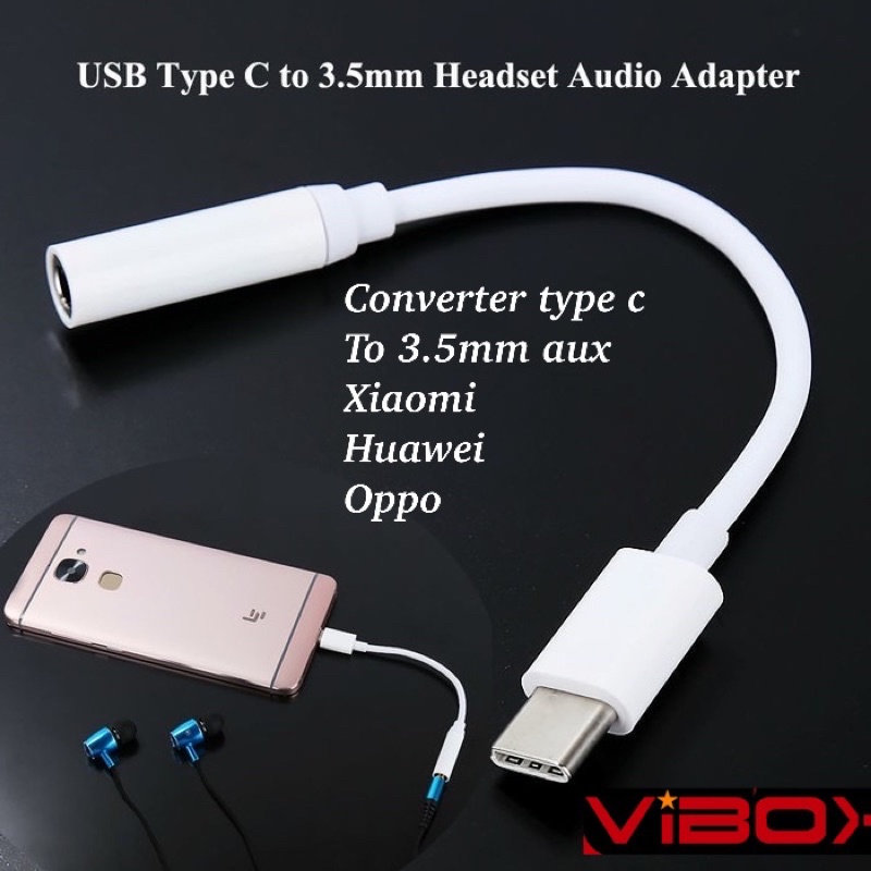 GROSIR KABEL AUX TYPE C VIBOX JACK OUTPUT 3.5MM CONVERTER FOR XIAOMI ASUS OPPO HUAWEI
