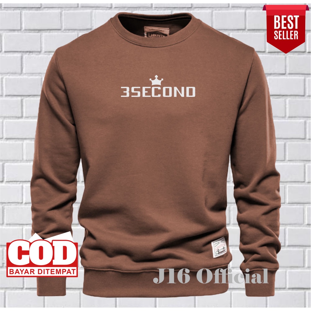 3SECOND Crewneck Pria Wanita Bahan Cotton Fleece Tebal Premium DISTRO