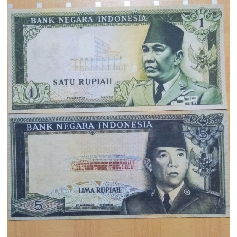 Uang kuno Soekarno tidak edar souvenir replika repro 2 lembar
