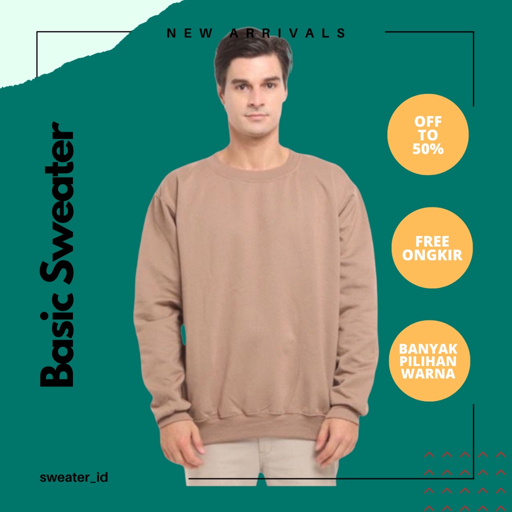 SWEATER_ID Basic Sweater Crewneck Mocca Polos Unisex