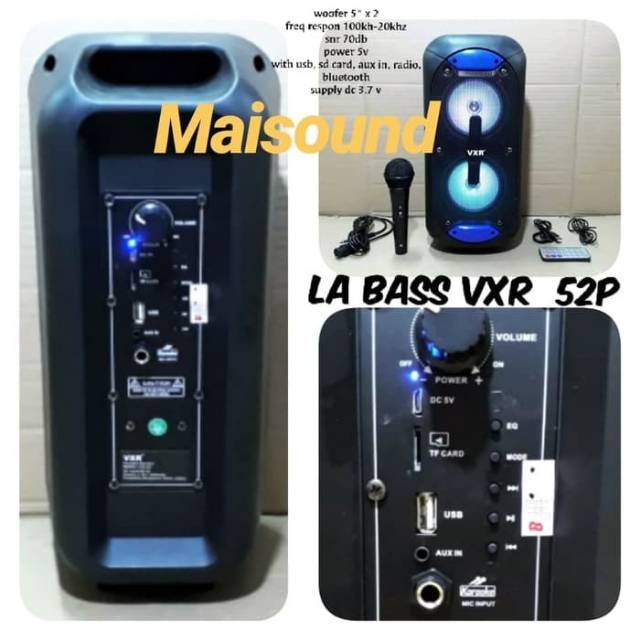 PORTABLE SPEAKER LA BASS VXR 52P 5 Inch VXR52P MEETING WIRELESS