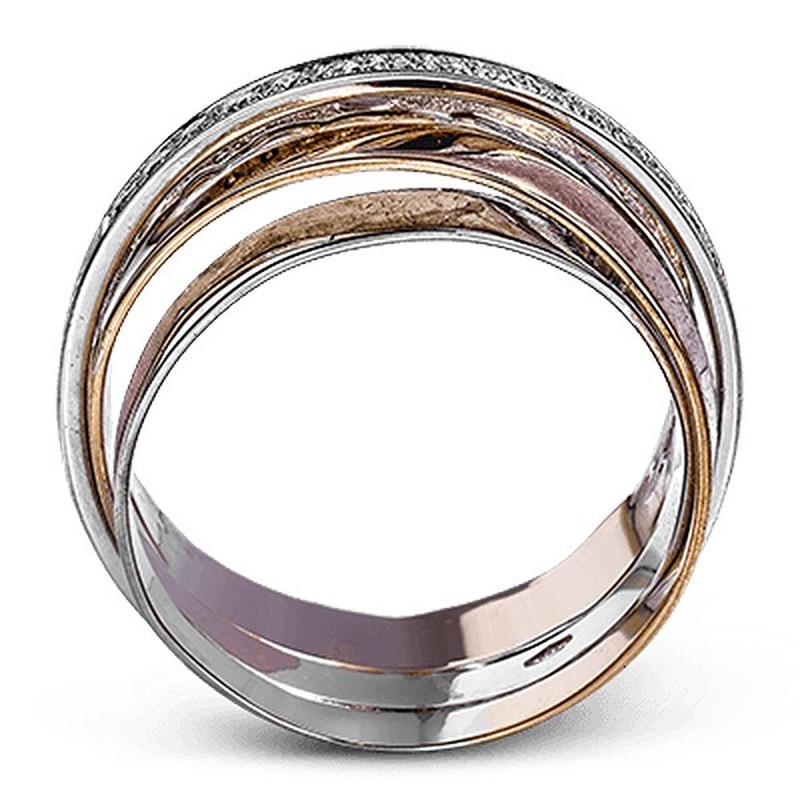 Cincin Multilayer Aksen Berlian Warna Rose Gold